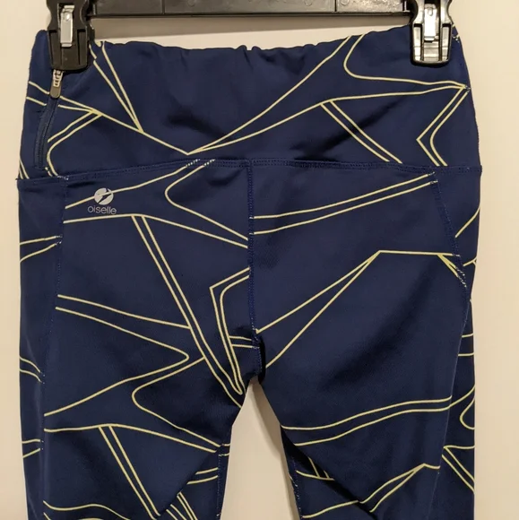 Oiselle blue yellow geometric leggings size 6 - Picture 6 of 11